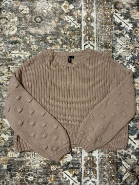 moon & madison Taupe Textured Crewneck Sweater